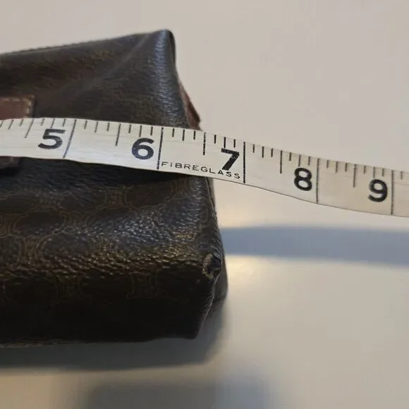 CELINE Old Vintage Pouch PVC Leather Cosmetic Bag Authentic Brown - Picture 11 of 16